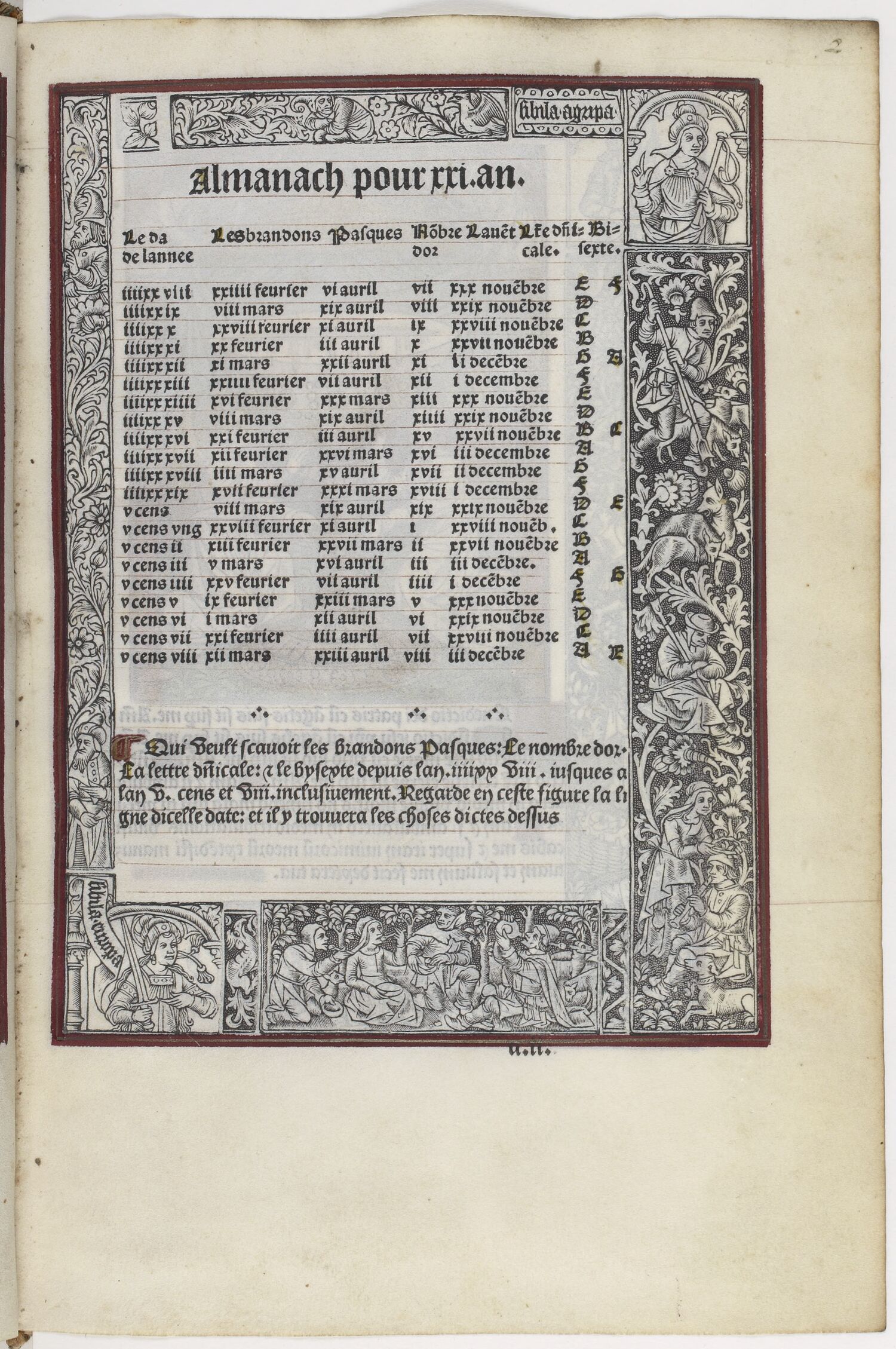 Almanac with criblé borders