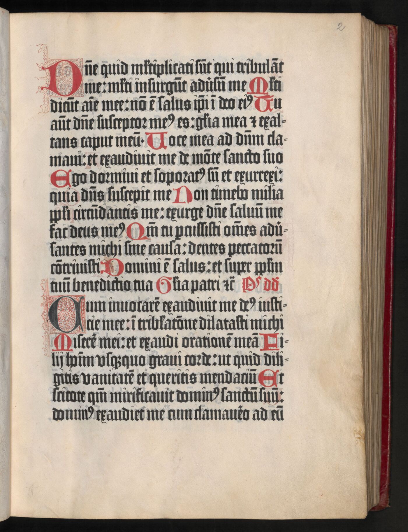 Psalm opening with paired red and blue initials