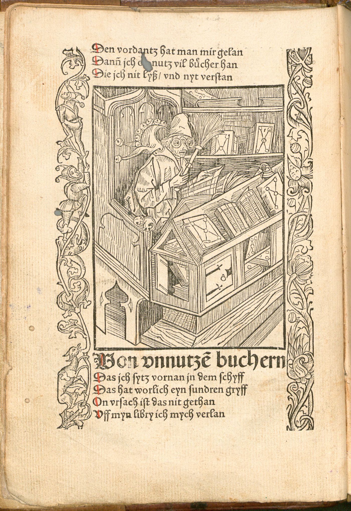Bibliophile fool woodcut
