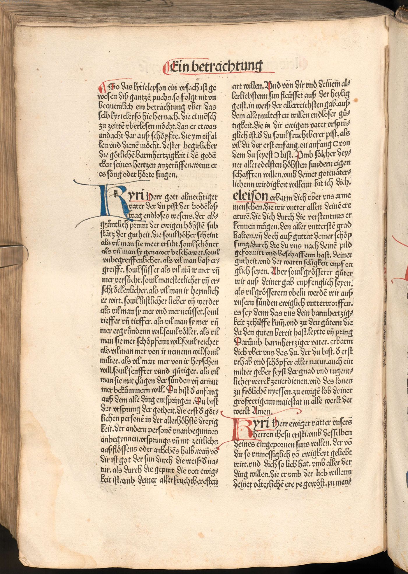 Rubricated two-column type page