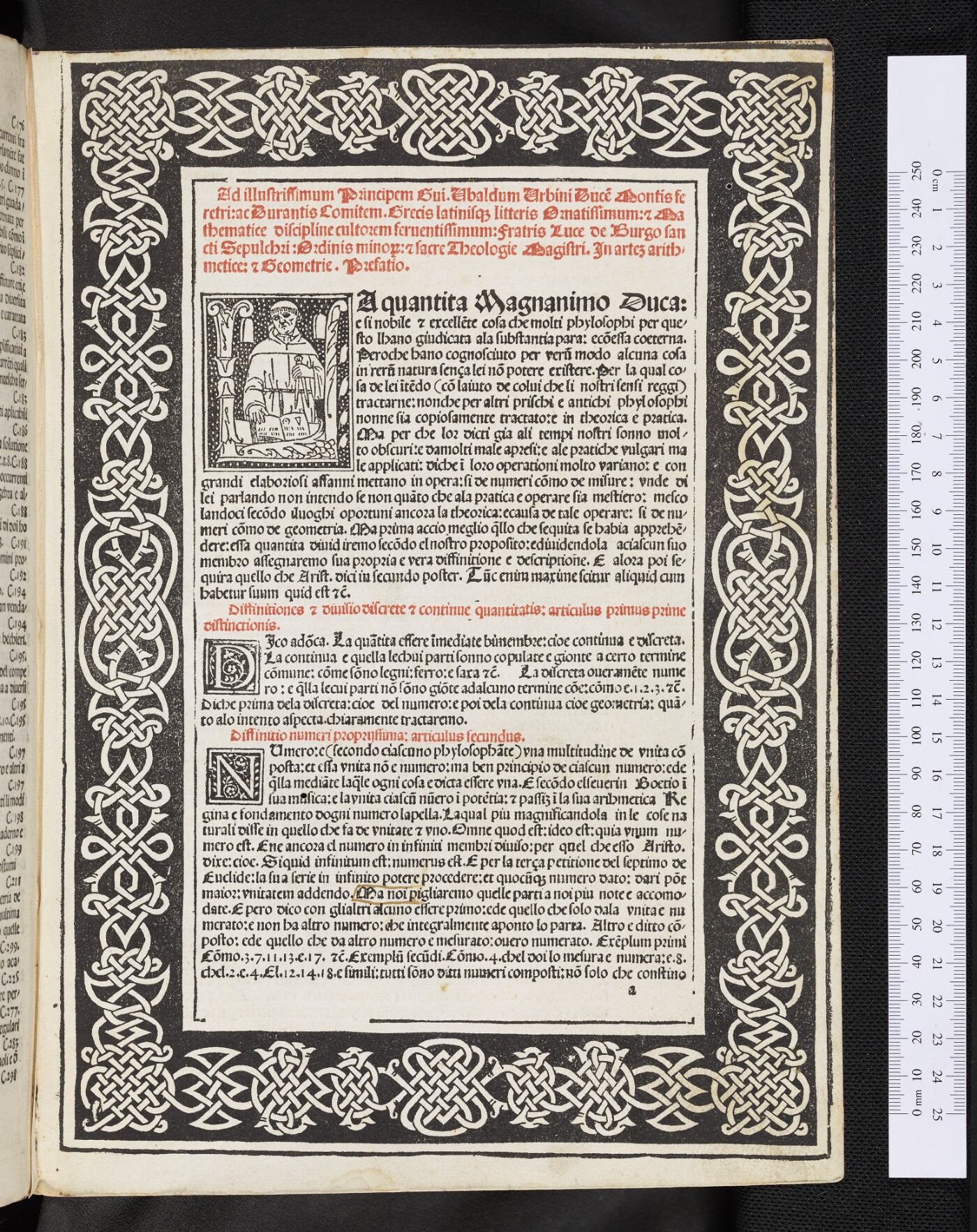 Dedicatory opening with woodcut border