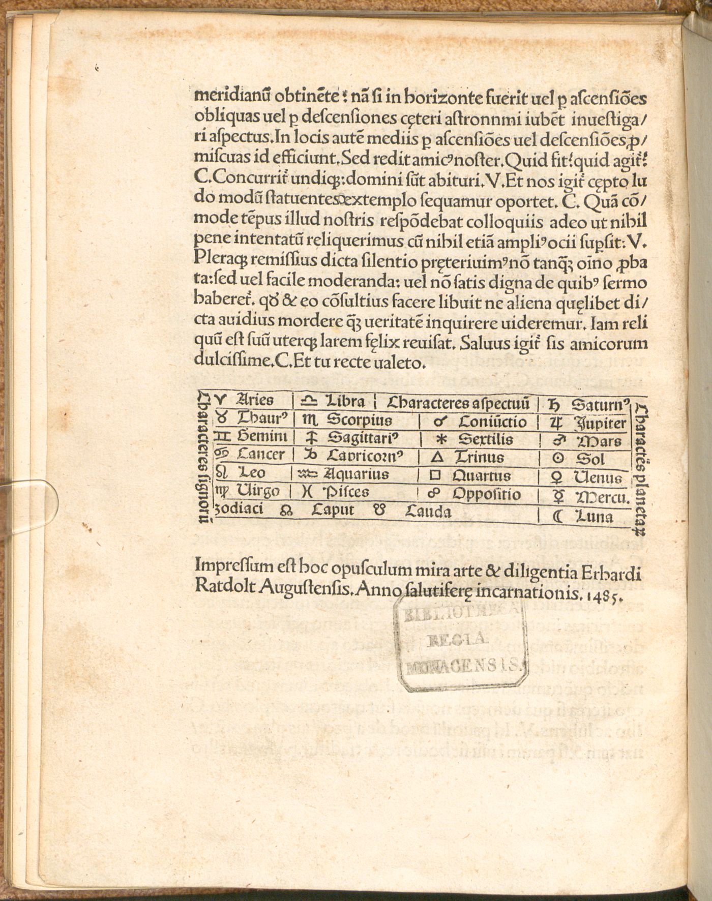 Colophon with astronomical symbols