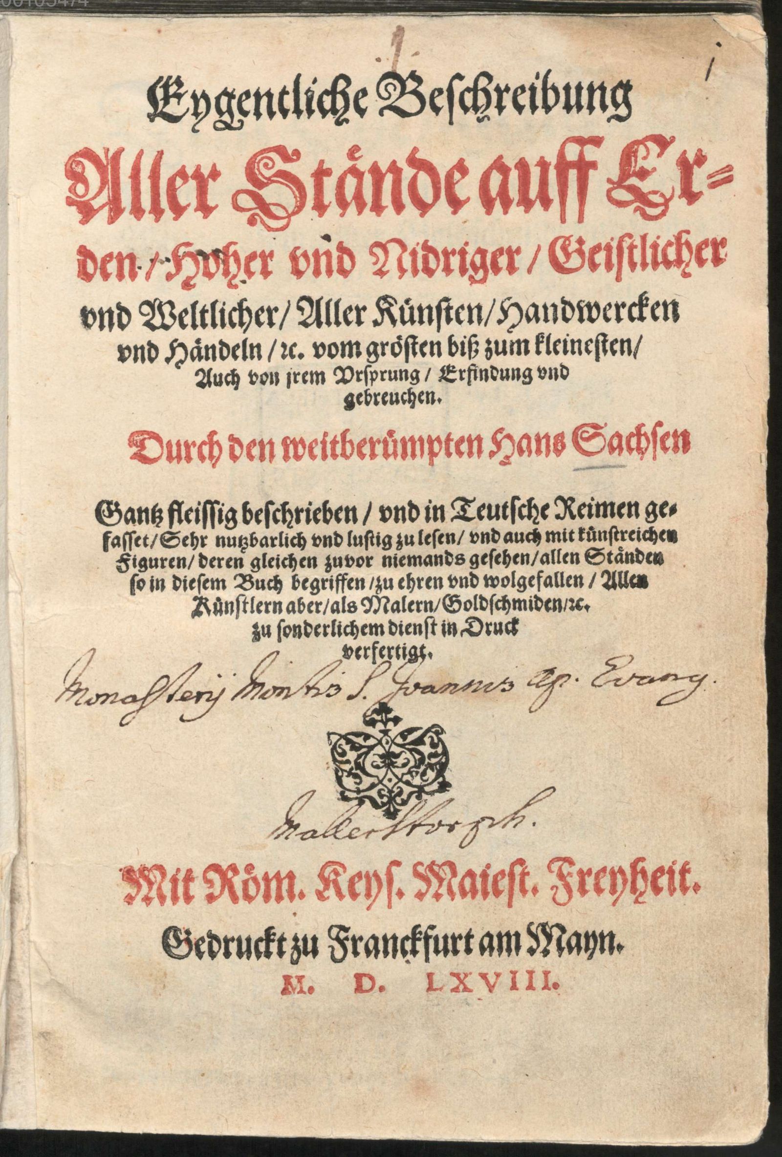 Eygentliche Beschreybung aller Stände auff Erden (Ständebuch)
